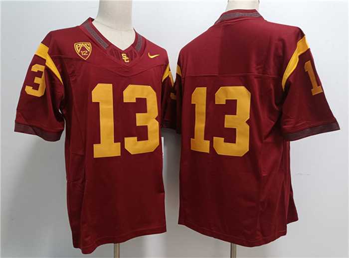 Men%27s USC Trojans #13 Caleb Williams Red Stitched Jersey